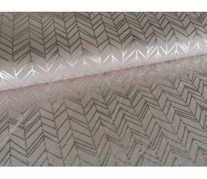 Jersey Fischgrät Muster - silber auf altrosa